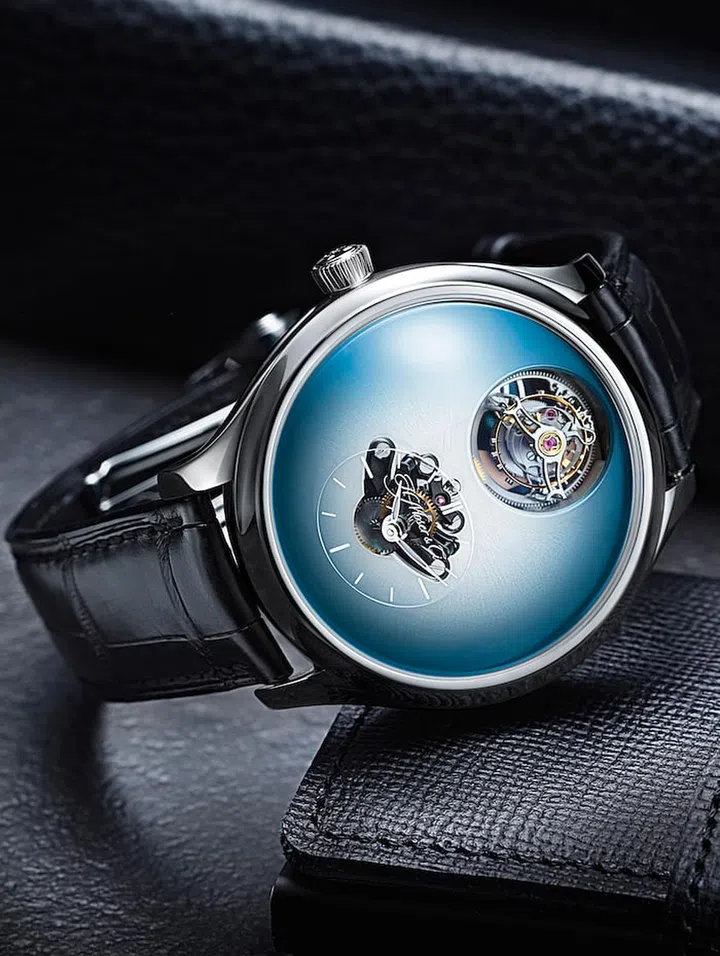 Steel Endeavour Cylindrical Tourbillon H. Moser x MB&F watch. (Photo: H. Moser & Cie)