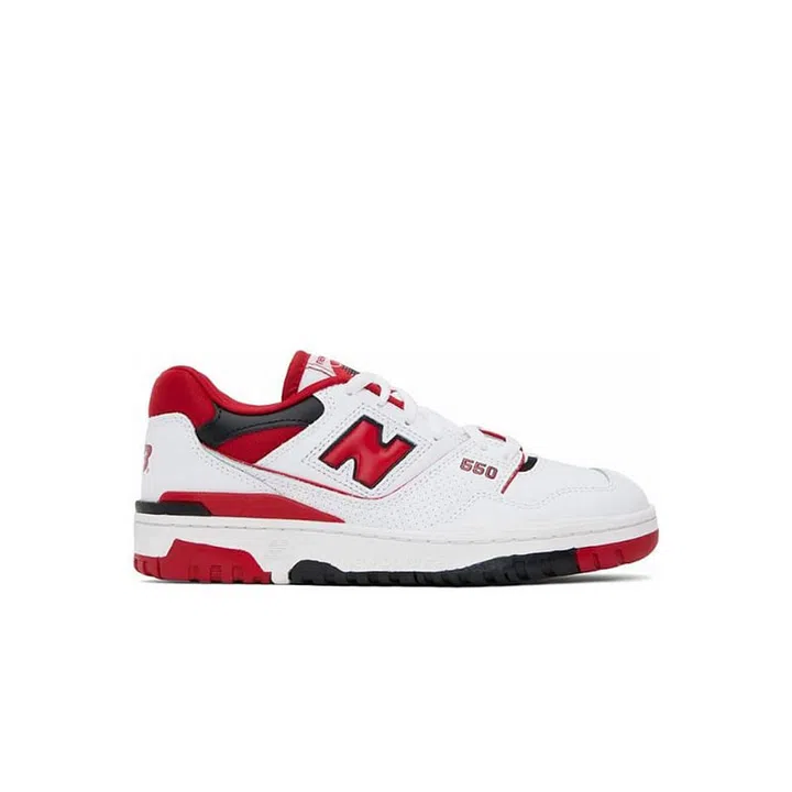 New Balance White & Red 550 Sneakers