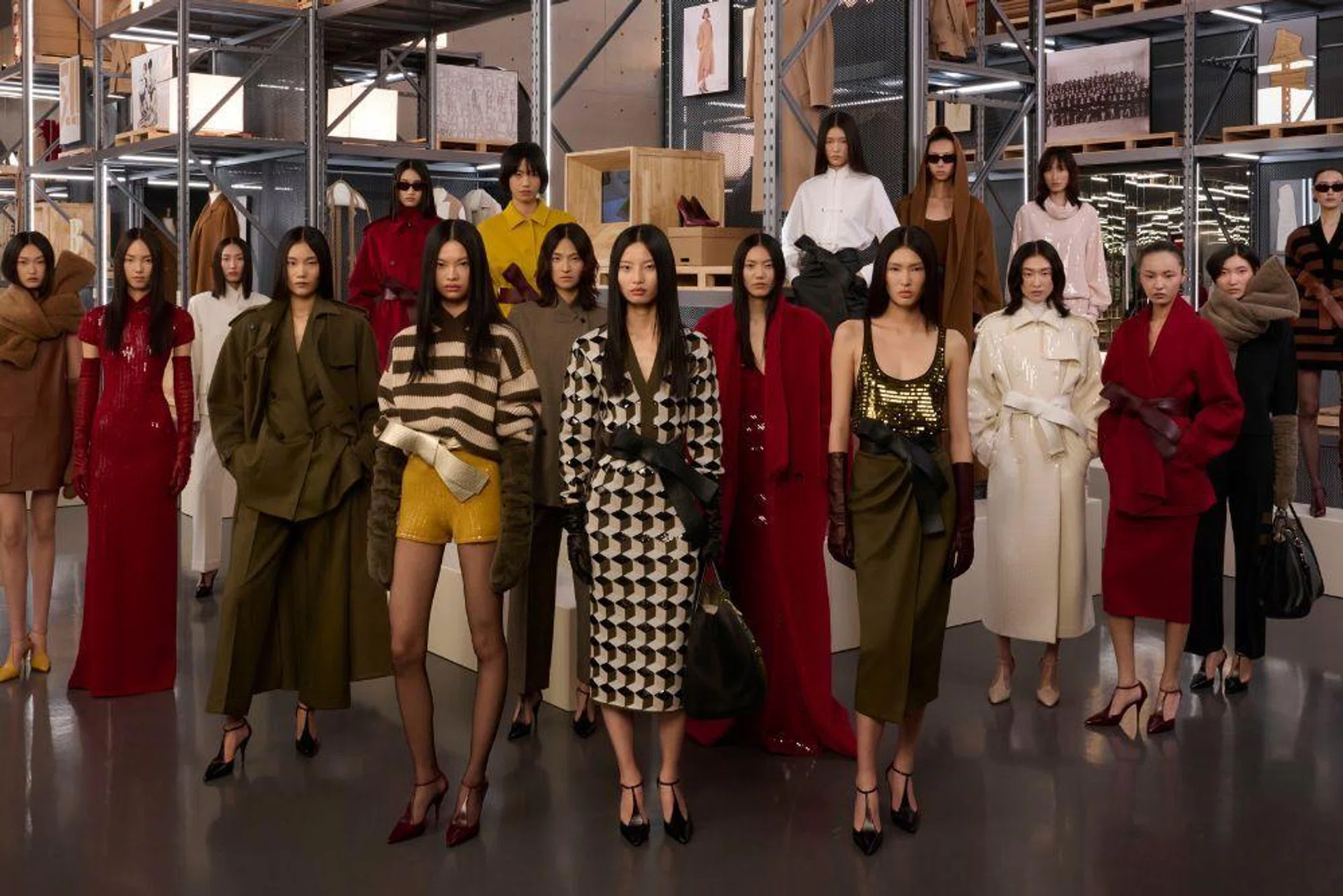 A group shot of the models wearing Max Mara Cruise 2027 collection