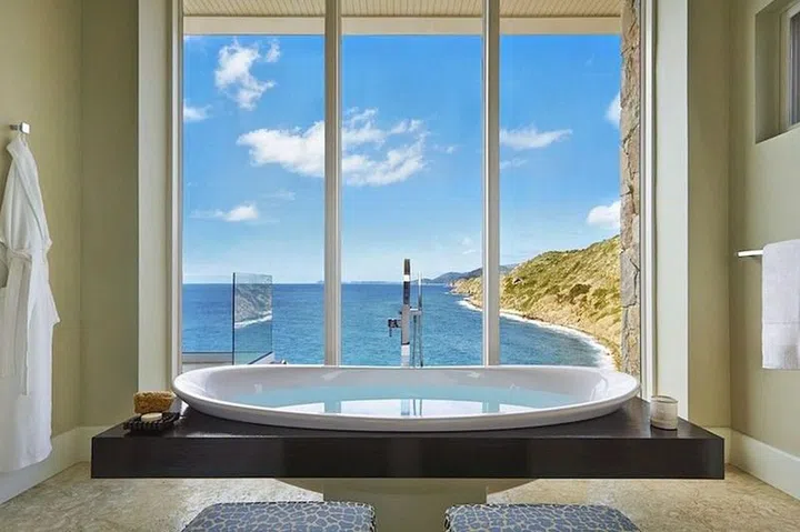As if a Caribbean retreat wasn't luxury enough, this one is also based on the billionaire Virgin founder Sir Richard Branson's private estate of Necker Island. The penthouse features a tub with views of the Oil Nut Bay waters and breathtaking cliffs.