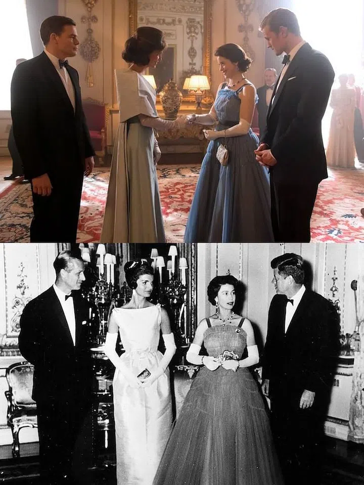 We are so excited to see this moment come to life in The Crown Season 2. Not only are the costume recreations flawless, Michael C. Hall looks spectacular as JFK.