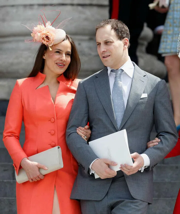 Maud Windsor, 5, is Princess Eugenie's goddaughter, and also a member of the royal family as she is the daughter of Lord Frederick Windsor and Sophie Winkleman (pictured). Frederick is the son of the Prince and Princess Michael of Kent (Prince Michael of Kent is the Queen's first cousin). Maud is also at school with Prince George.