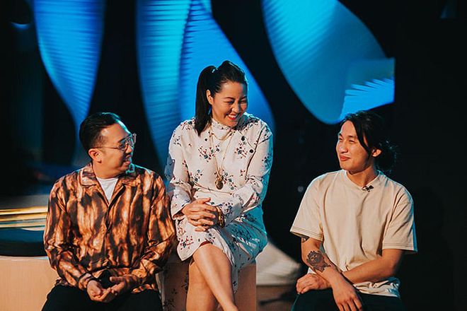 Humberto Leon, Carol Lim and Esu Lee on the set of 'Martell Home Live: A Taste of Home', live-streamed in Singapore.
Photo: Courtesy