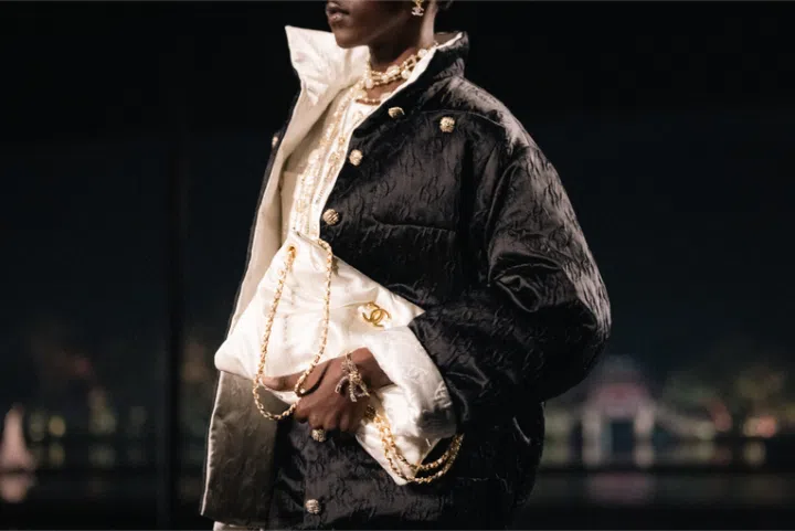 Model wearing a Chanel coat 