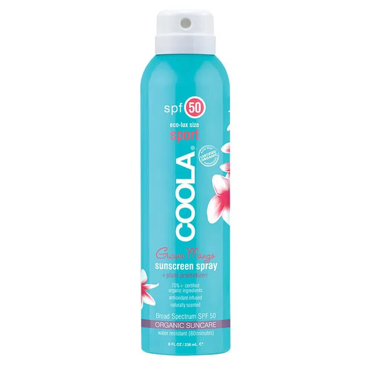 Infused with organic cucumber, algae and strawberry extracts, this handy spray goes on evenly without any sticky residue. 