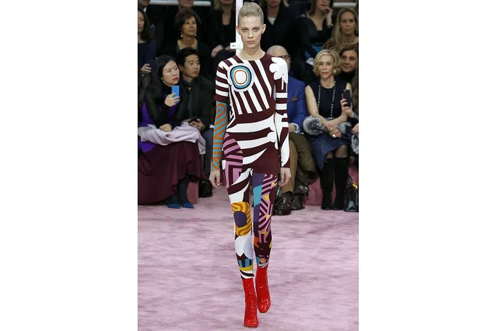 Not even the rarified runways of the Couture were immune to Seventies swirls via one of the Starman's fans, Raf Simons. ; Photo: Getty