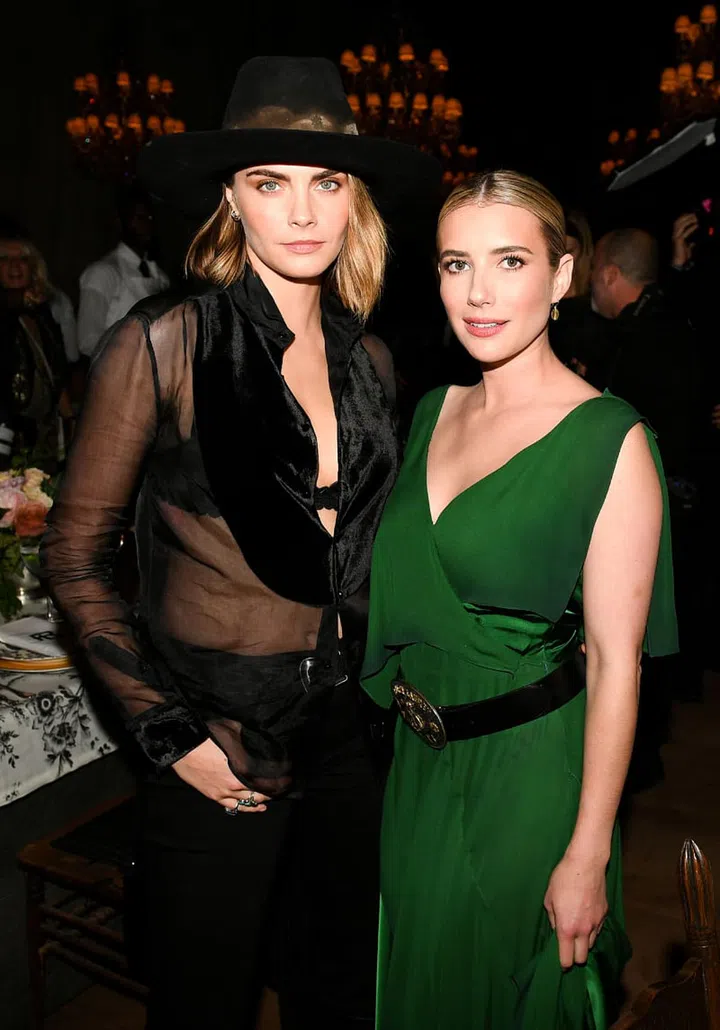 Cara Delevingne and Emma Roberts attend the Ralph Lauren spring/summer 2024 show. Photo: Courtesy of Ralph Lauren