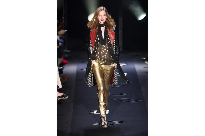 Other designers can be inspired, but Diane von Furstenberg actually partied with the man himself in the 70s (of course when Mick Jagger brought him by her apartment). So when she taps into a Seventies glam rock vibe, it's first-hand experience. ; Photo: Imaxtree