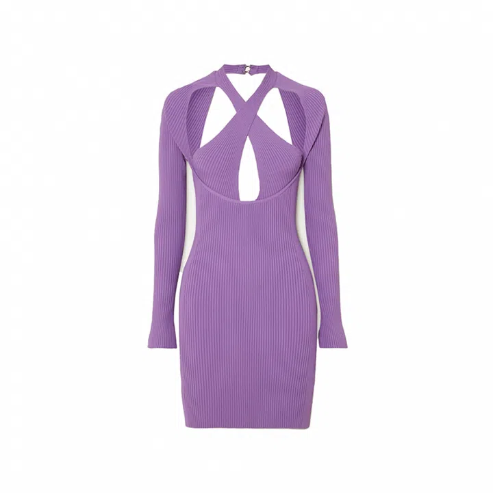 Cutout Ribbed Stretch-Knit Mini Dress, $610, David Koma from Net-a-Porter