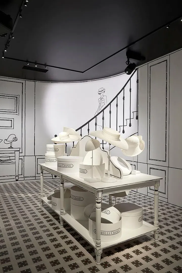 Coco Chanel's first fashion boutique, reinterpreted in a chic black-and-white scheme. Photo: Chanel