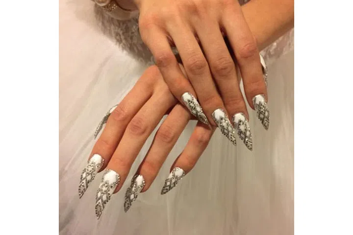 BEST FOR: Elongating nails and fingers.
BOTTOM LINE: Unless you have the mani squad of Lady Gaga or Adele, pointy tapered nails may be a wee bit impracticable. If you do decide on this daring shape, plan on a standing appointment at your salon—for both manicures and blowouts.
WEAR IT WITH: Sheer shades or tasteful designs.
@jcnguyen88