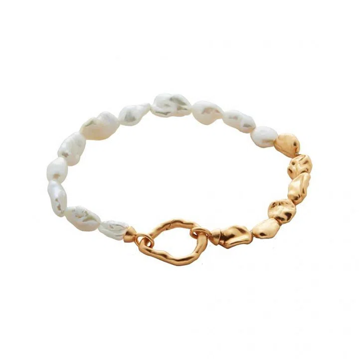 Keshi Pearl Bracelet (18ct Gold Plated Vermeil), $355