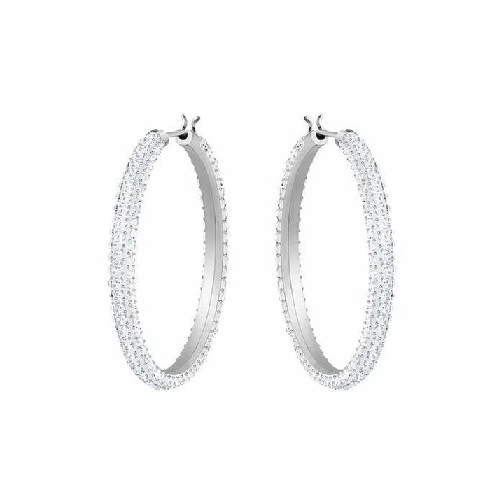 Stone Hoop Earrings, $179, Swarovski