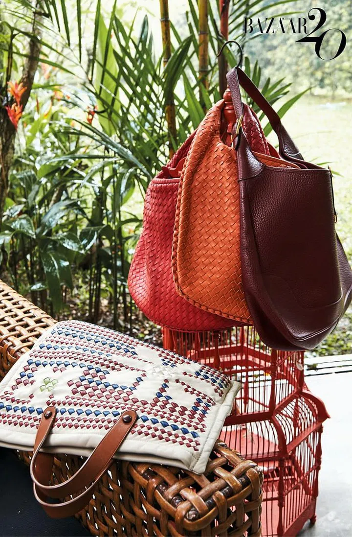 Desmazieres’s Bottega Veneta bags and vintage Hermès Trim bag.

(Photo: Phyllicia Wang)