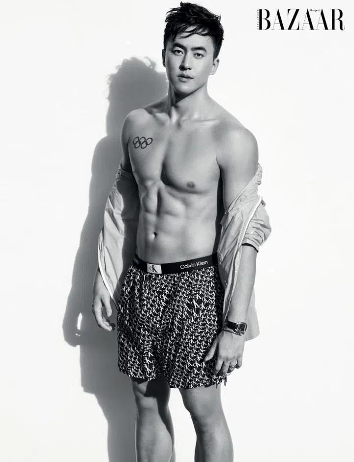 Jacket, Hermès. Boxers, Calvin Klein. Watch; bracelet, rings, Cartier