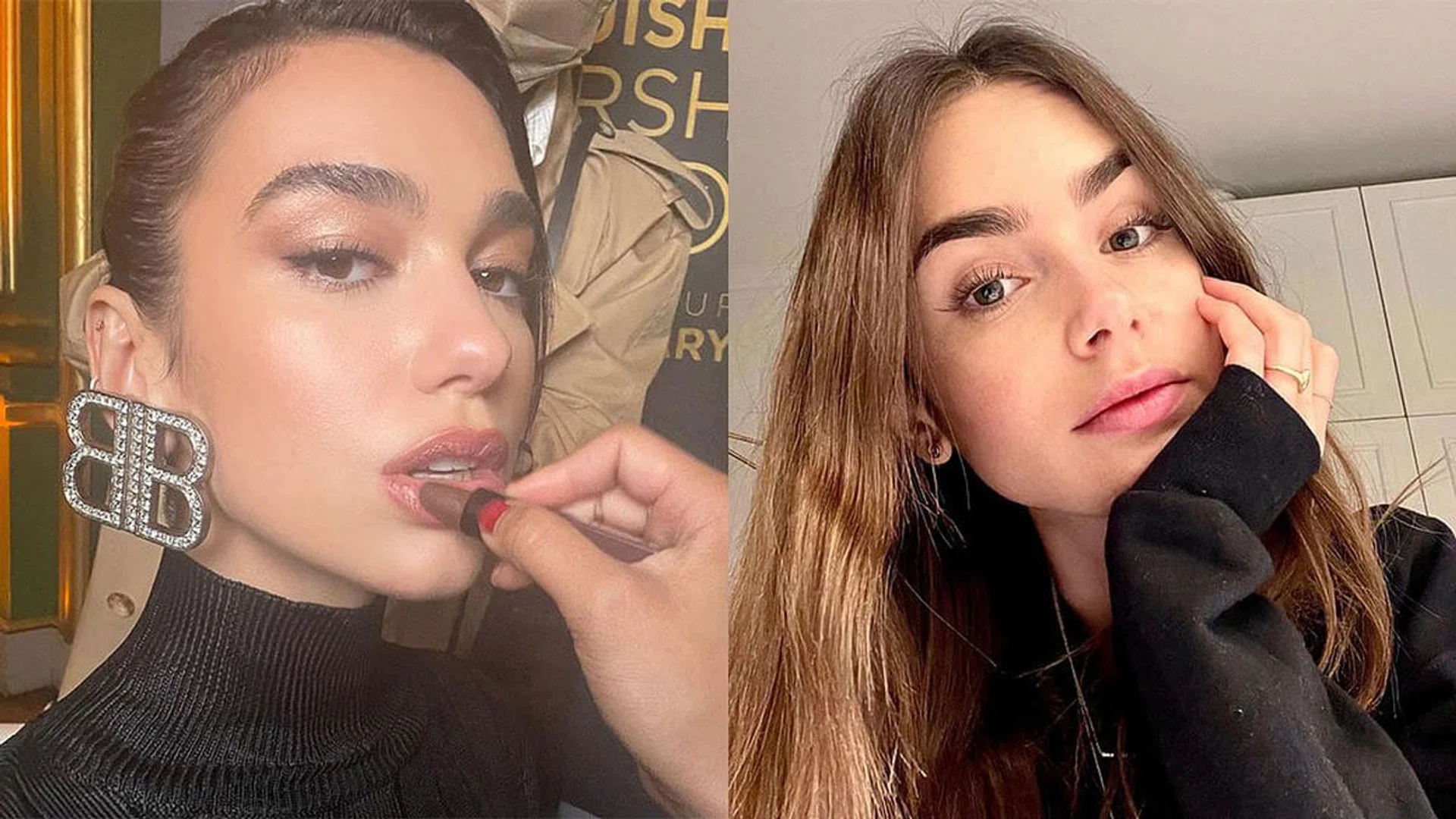 dua lipa lily collins brows