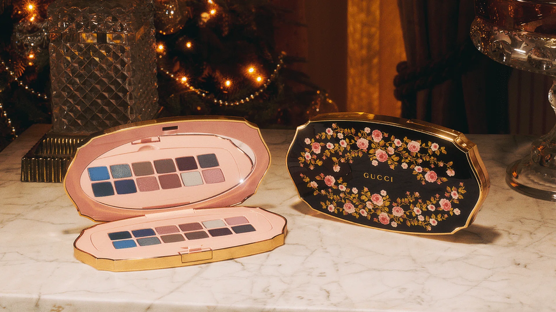 An eyeshadow palette by Gucci Beauty produced just for the holiday season.