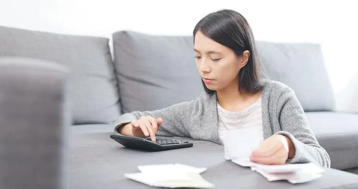 Housewife counting the expense at home