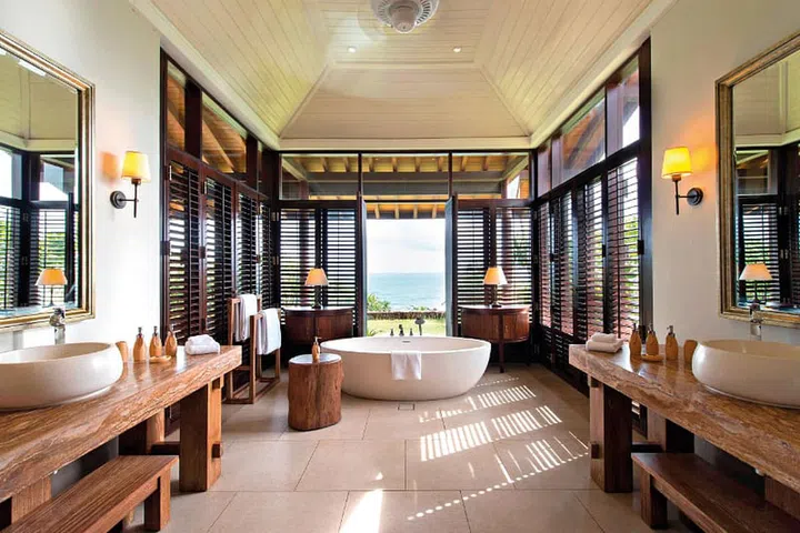 Luxuriate in a bath with a view to eternity.