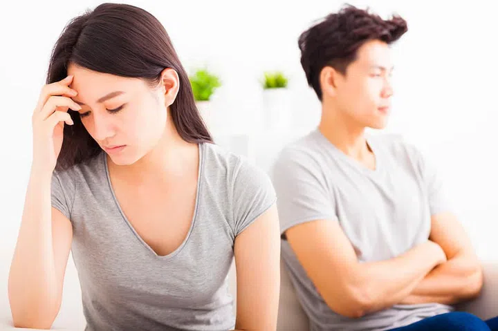 young Couple not talking after  fight  in living room