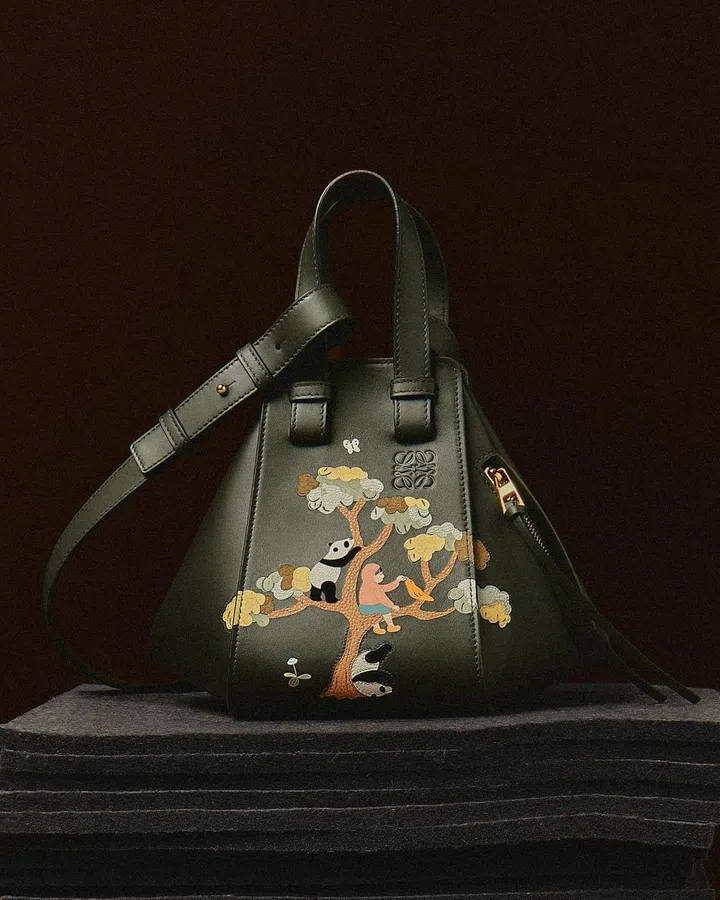 Suna Fujia’s charmingly adorable motif (pictured here on Loewe’s Hammock bag) recall of recent tie-ups with other Japanese collaborators, such as Studio Ghibli – which basically means it’s going to be a hit. Credit: Loewe