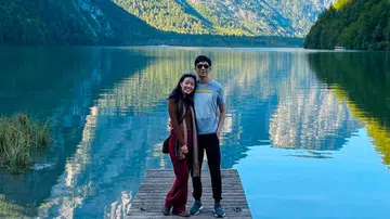 Annette Lee and her husband, Mr Raphael Foo, at Konigssee Lake in Bavaria.