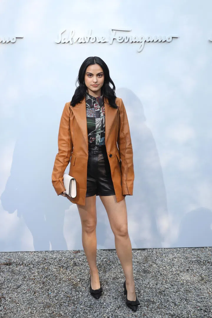 MILAN, ITALY - FEBRUARY 22: Camila Mendes attends the Salvatore Ferragamo show during during Milan Fashion Week Fall/Winter 2020/2021 on February 22, 2020 in Milan, Italy. (Photo by Victor Boyko/Getty Images for Salvatore Ferragamo)