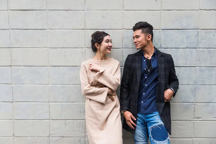 Beautiful happy couple dating in Tokyo