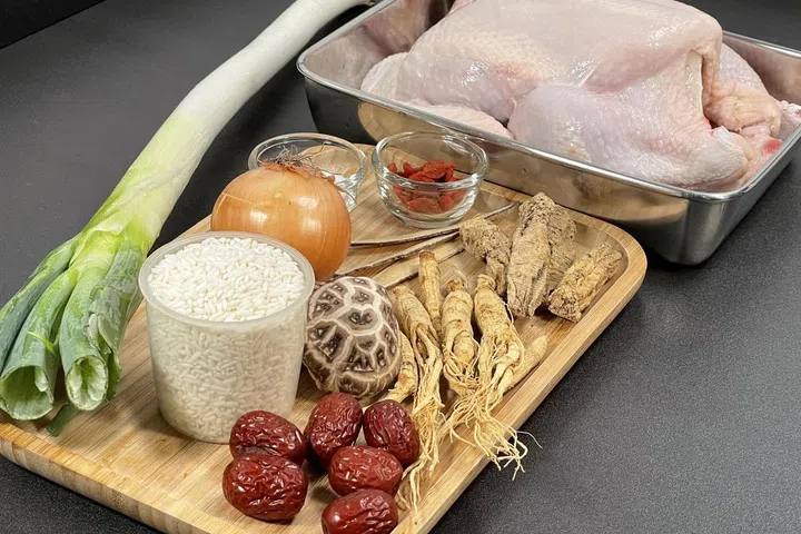 Ingredients for Korean-style ginseng chicken soup. ST PHOTO: HEDY KHOO