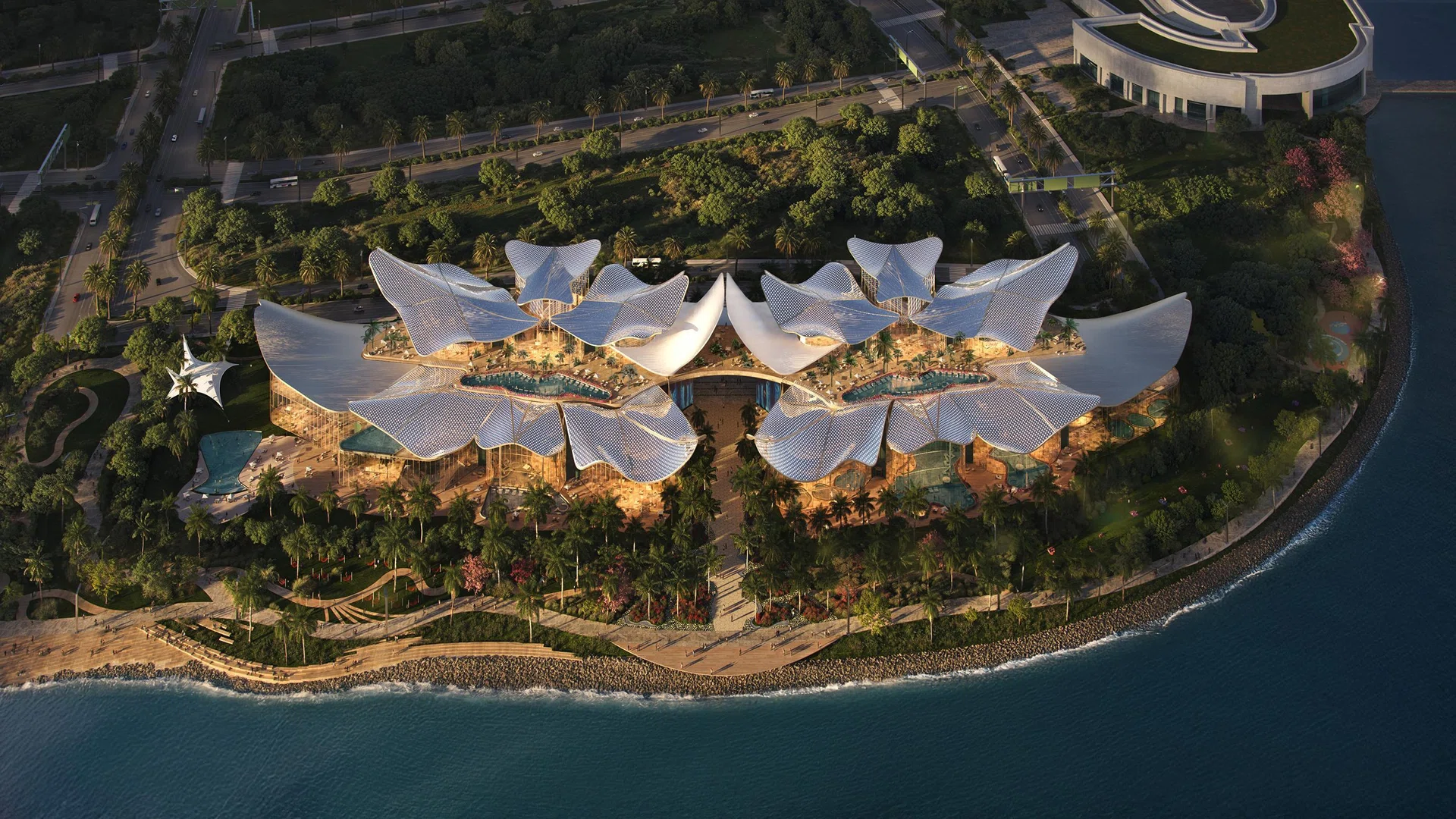 An artist’s impression of the $1 billion wellness attraction slated to open by 2030. It will sit on 4ha of land next to Marina Barrage and Gardens by the Bay, featuringthermal pools, botanical landscapes, art installations and health technology, said developer Therme Group. PHOTO: THERME SINGAPORE AND DP ARCHITECTS