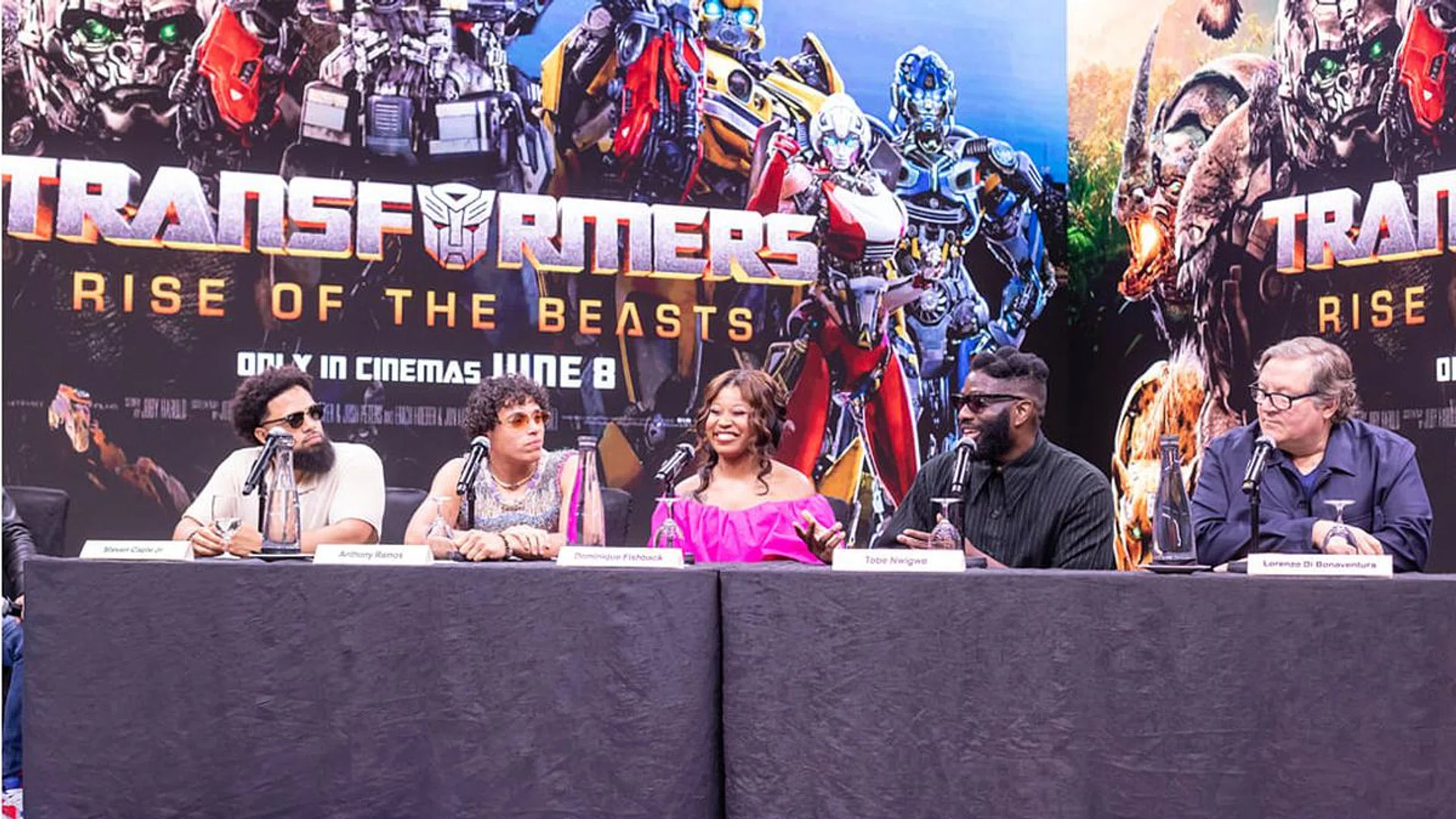From left to right: Actors Anthony Ramos and Dominique Fishback, Grammy-nominated rapper and actor Tobe Nwigwe, and producer Lorenzo di Bonaventura