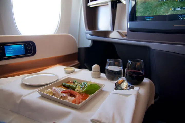 64522029 - a perfect steak as an inflight meal in business class on my way to singapore
