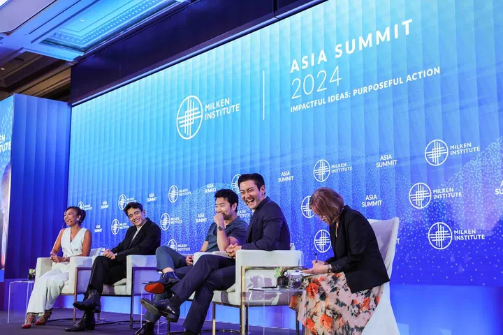 Manny Jacinto, Simu Liu and Siwon Choi at the recent Milken Asia Summit 2024. (Credit: Milken Asia Summit)