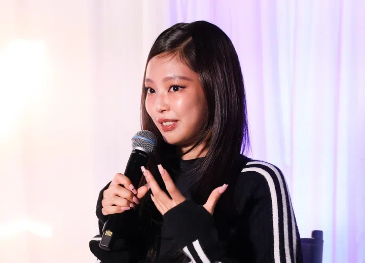 Jennie speaks onstage at adidas Originals by JENNIE Celebration held at adidas Flagship Store West Hollywood on August 27, 2026 in Los Angeles, California. (Photo by River Callaway/WWD via Getty Images)