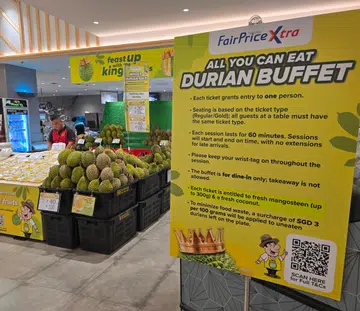 Use your SG60 CDC vouchers in Singapore for Fairprice Xtra’s all-you-can-eat Durian Buffet 2025