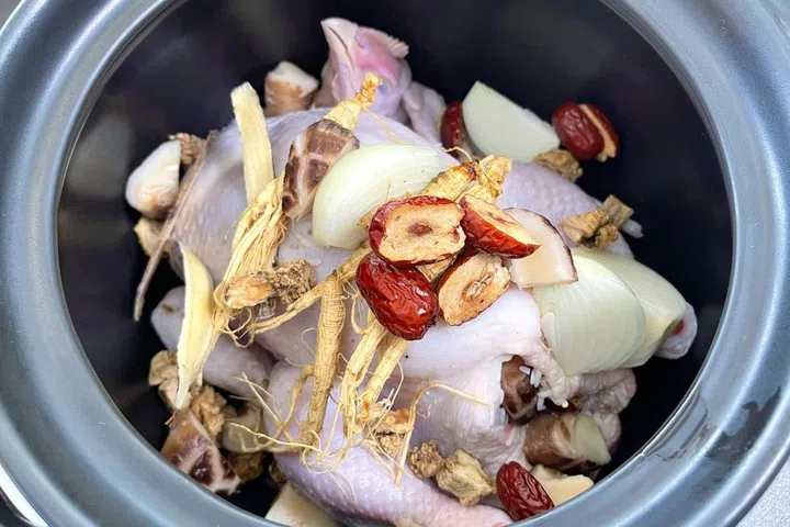 Ingredients for Korean-style ginseng chicken soup. ST PHOTO: HEDY KHOO