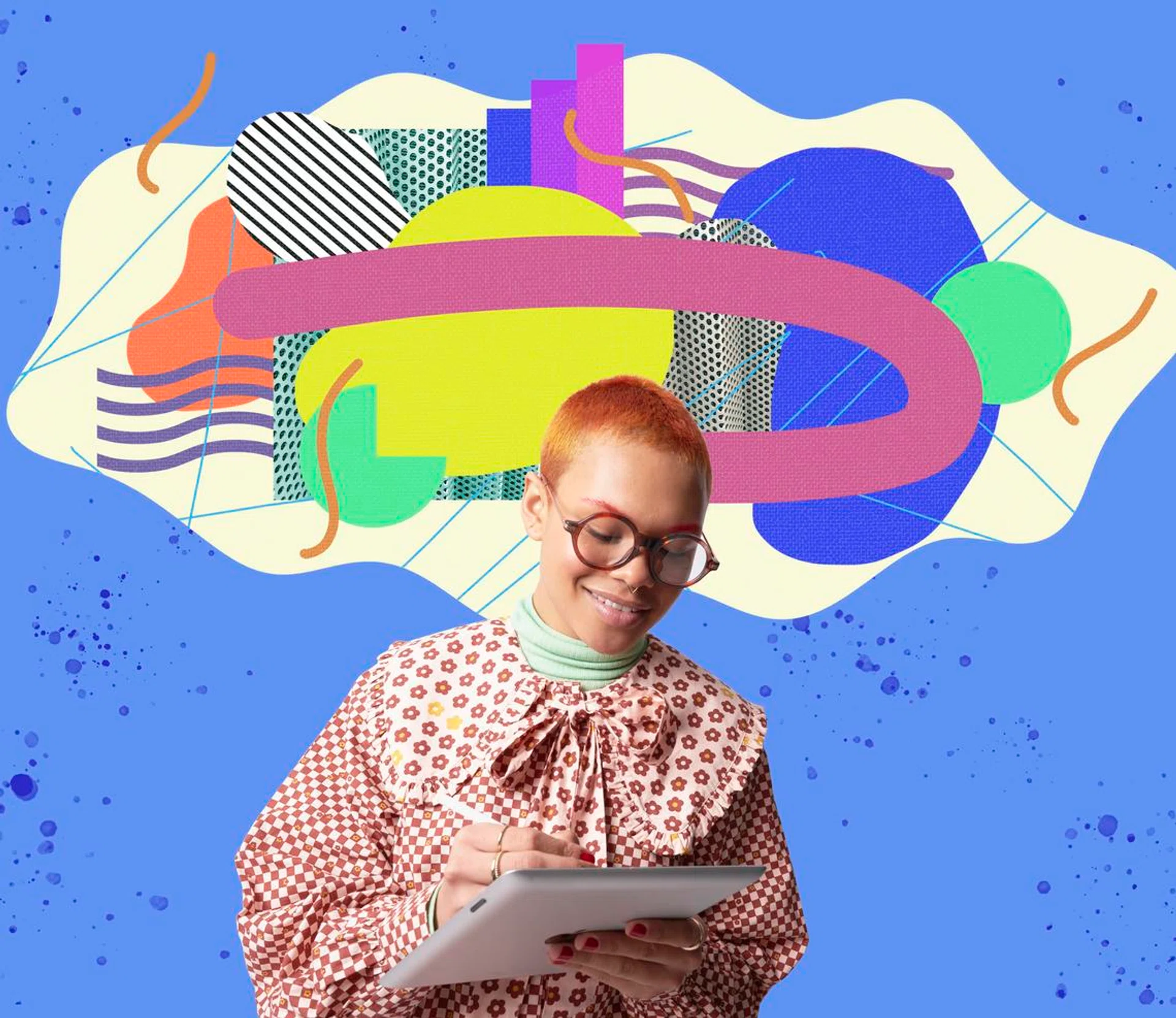 Fashionable person using digital tablet