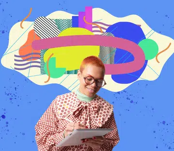 Fashionable person using digital tablet