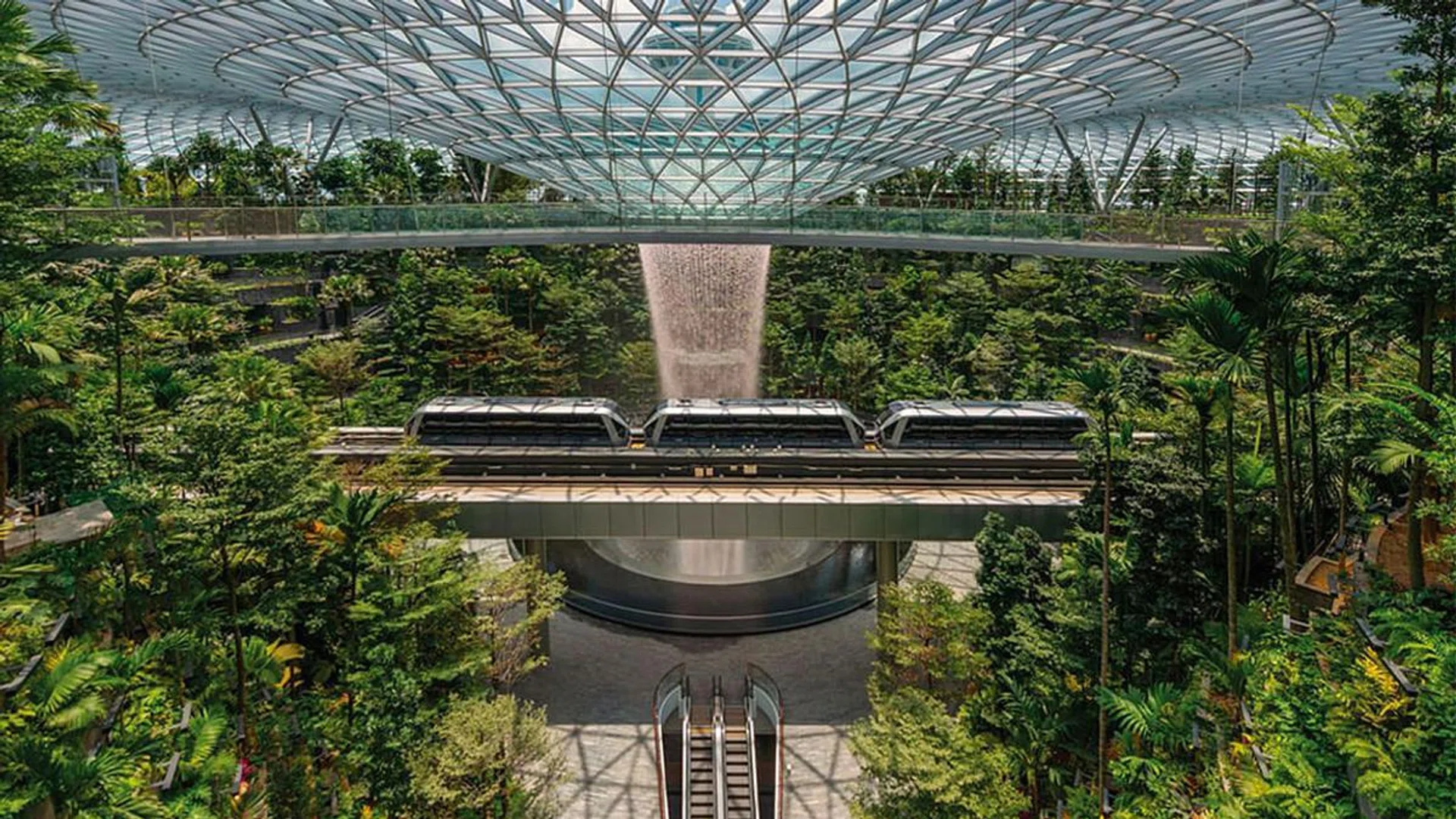 Jewel Changi Airport, designed by Safdie Architects, is known for its biophilic elements. Credit: Courtesy of Safdie Architects