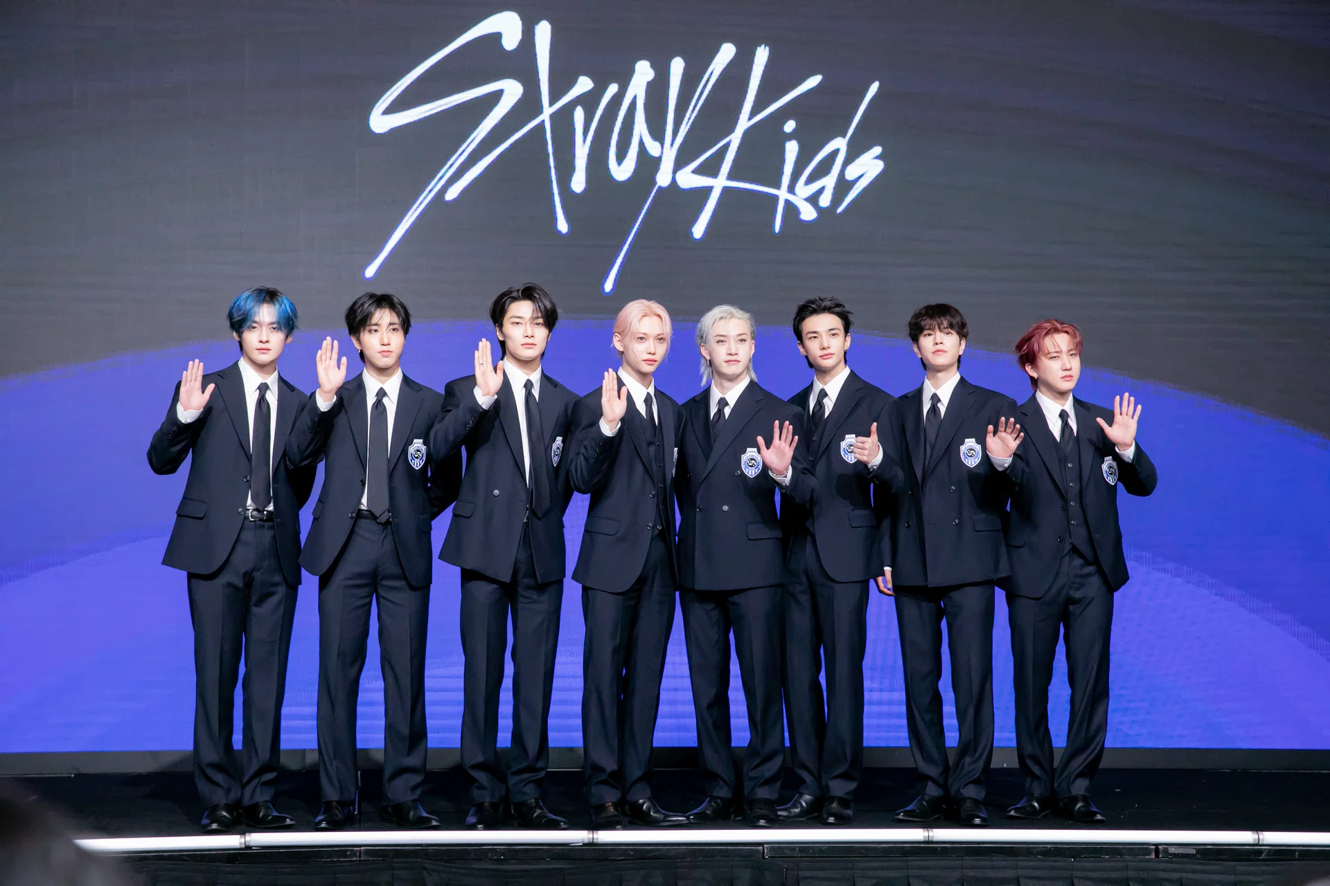 SEOUL, SOUTH KOREA - AUGUST 22: Stray Kids attends Stray Kids's the 4th album 'KARMA' press conference at Conrad Seoul in Yeongdeungpo-gu on August 22, 2025 in Seoul, South Korea. (Photo by iMBC/Imazins via Getty Images)