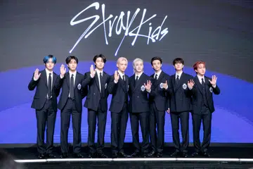 SEOUL, SOUTH KOREA - AUGUST 22: Stray Kids attends Stray Kids's the 4th album 'KARMA' press conference at Conrad Seoul in Yeongdeungpo-gu on August 22, 2025 in Seoul, South Korea. (Photo by iMBC/Imazins via Getty Images)