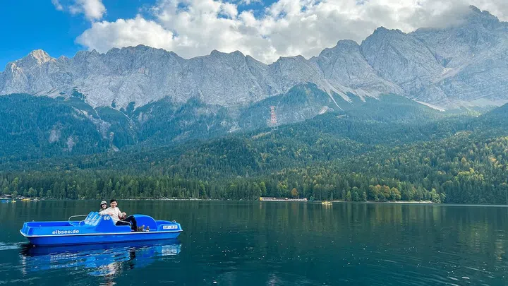 Lee and Mr Foo on Lake Eibsee. PHOTO: ANNETTE LEE