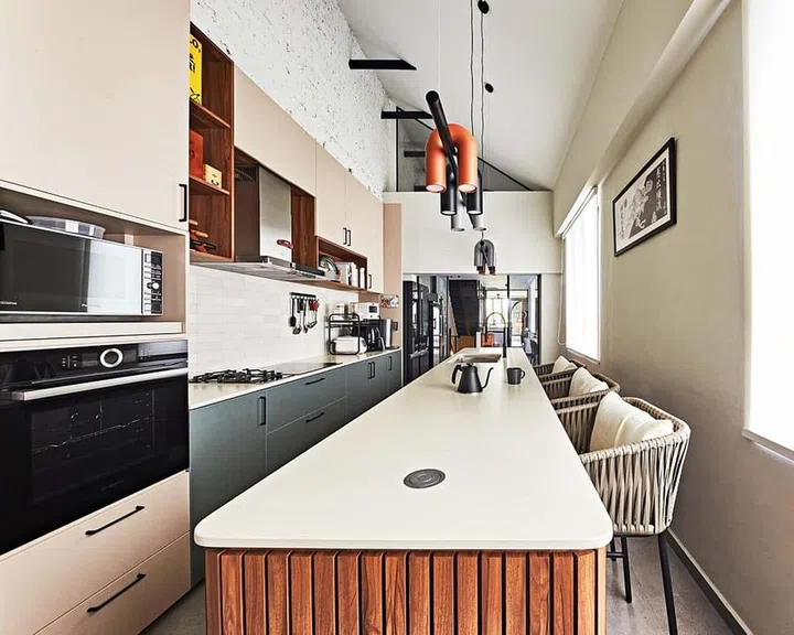 The kitchen is a favourite hangout for both humans and feline.