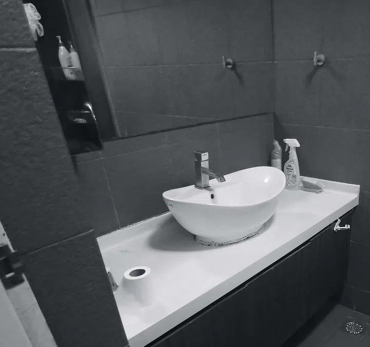 Before – The bathroom was constantly wet Credit: Home & Decor