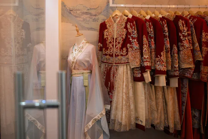 Traditional Chinese dresses at Yagyo Haven, a chinese spa that opened in January, on March 6, 2026.