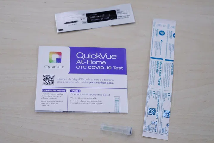 Quidel QuickVue COVID-19 test kit.