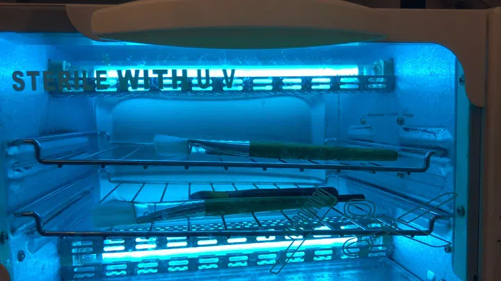 Tools being sterilised after use.