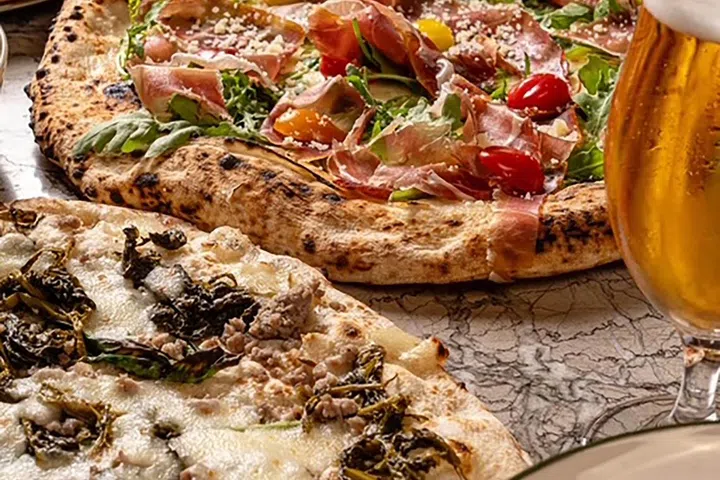 Da Michele’s wagon wheel pizzas.