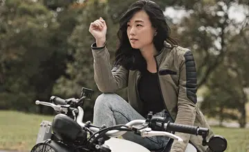 a female biker in Singapore