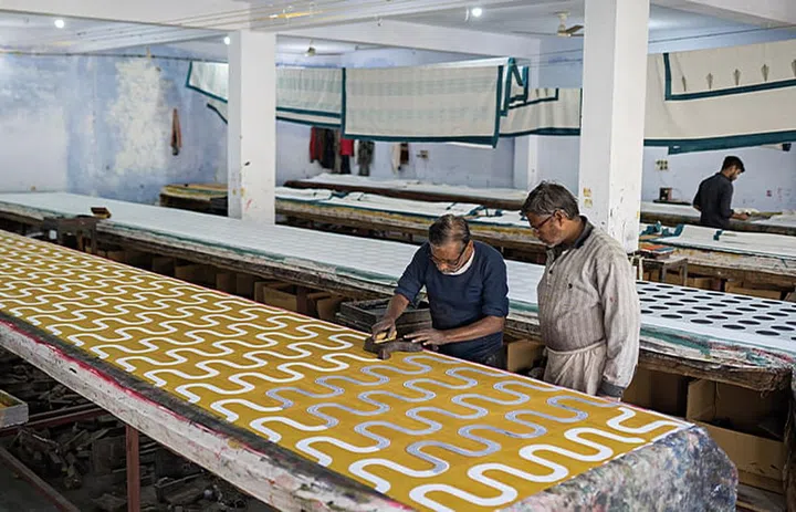 Woodblock printing in India for Indonesian eco-friendly label Stain.